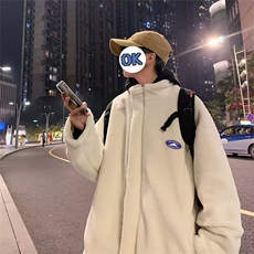 羊羔毛加厚外套男冬季ins潮牌两面穿棉服宽松百搭棉衣MY8013-P85，男装棉衣，星座1008-1