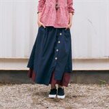 气质时尚2024年秋季中长款显瘦纯色拼色文艺休闲半身裙，女装半身裙，风姿绰