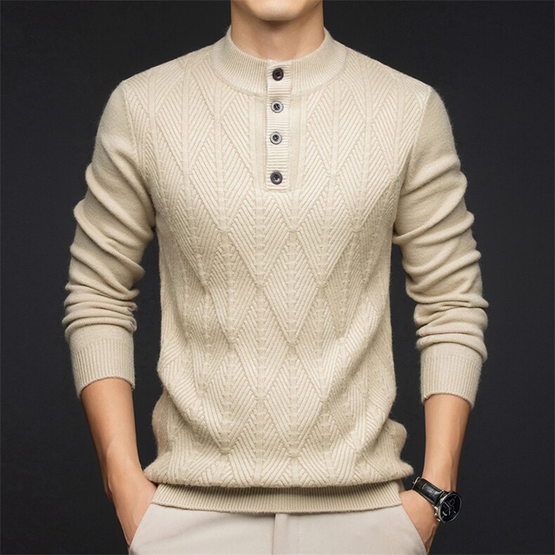 男士半高领针织衫毛衣长袖主推款大货，男装针织衫/毛衣，钱塘207-1