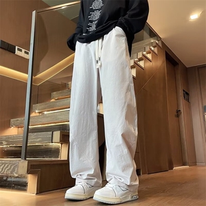 美式复古慵懒坠感降落伞裤子速干抽绳休闲裤cleanfit高级感阔腿裤图片
