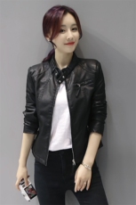 2024年春秋季长袖短款修身常规其他街头PU皮衣，女装皮衣，缘衣格