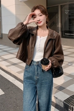 【1C083】春季新品美拉德皮衣外套女洋气减龄上衣B2509-P115-K218，女装皮衣，1C083