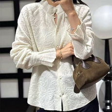 2025年秋季时尚百搭通勤简约休闲花边开衫，女装针织衫/毛衣，唐诺