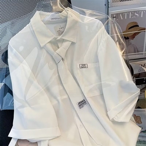 jk短袖衬衫女夏新款设计感小众学院港风外套上衣CS088-p35送领带图片