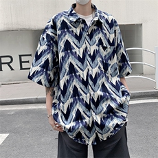 CS6001-特35控58抖音品夏季美式高街宽松潮流冰丝短袖男花衬衫，男装T恤，电商A058-1（原电商C417）