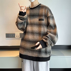 条纹中山卫衣男士秋冬季慵懒风外套美式复古宽松上衣W105A/P42，女装短外套，星座506