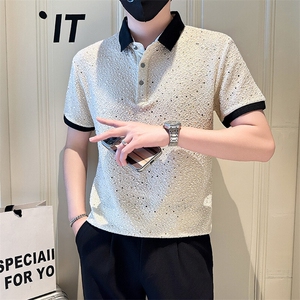 店主风社会小伙男士亮面翻领POLO衫男休闲上衣301A-1/PL109/P53图片