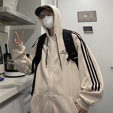 美式潮牌ins条纹连帽卫衣男秋季宽松运动休闲夹克外套W7893-P53，男装夹克，星座512-4