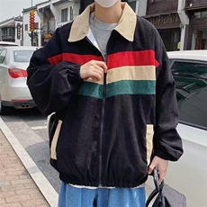 潮流男撞色拼接灯芯绒夹克春秋季宽松复古休闲工装外套HHT64P59，男装夹克，星座1013-5