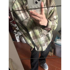 叁佰同款绿色牛油果衬衫大码格子衬衫男长袖CS88-P39，男装衬衫，星座1007（原301D）