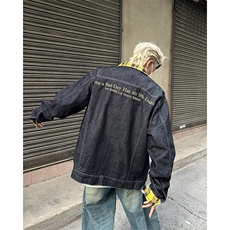 潮牌格子撞色翻领牛仔外套男女刺绣春秋情侣夹克上衣JK08365-P68，男装夹克，星座308B-1