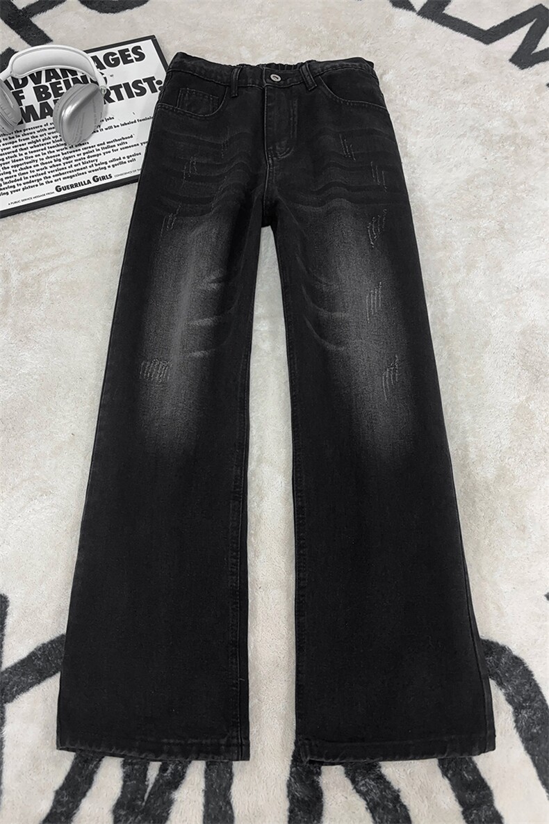 B221美式ins高街暗黑百搭宽松直筒牛仔裤LK25599-特P38控68,男装牛仔裤,电商B221