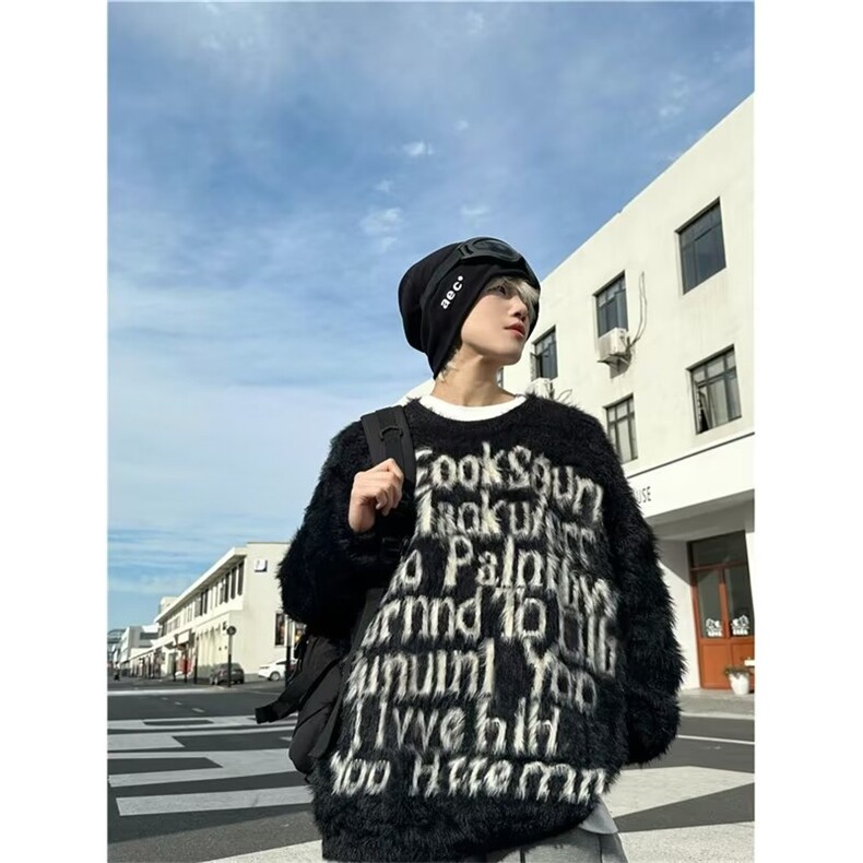美式圆领毛衣男慵懒风休闲针织衫 X026 P53图片