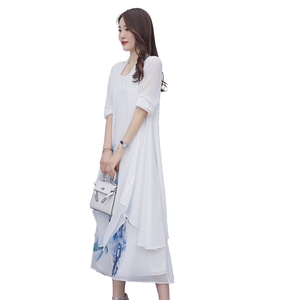 印花连衣裙夏季新款女无袖打底裙长款背心裙子春秋民族风图片