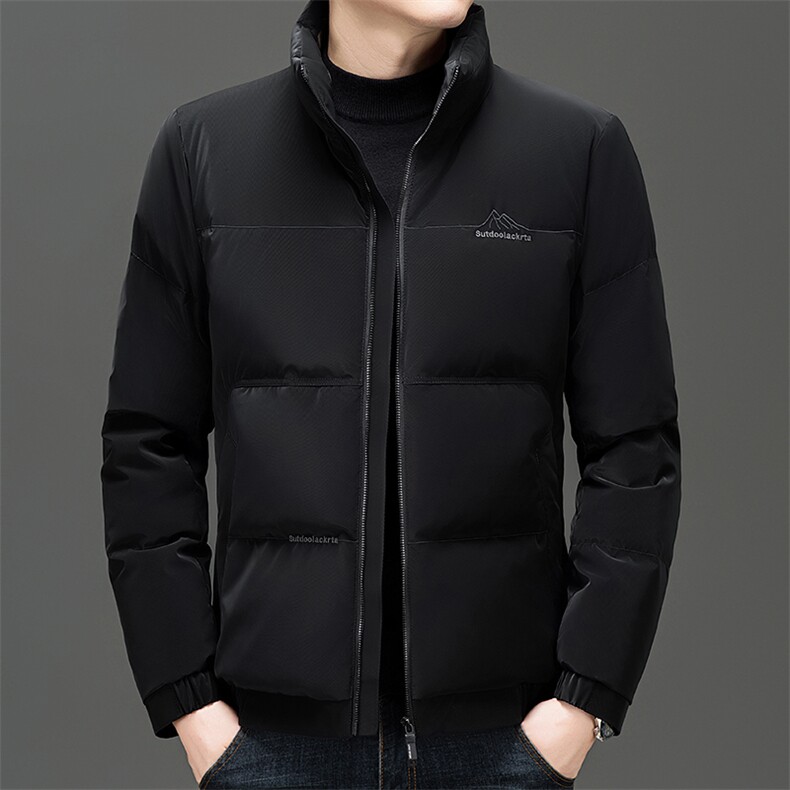 加厚面包服立领羽绒服男短款2026冬季新款中年加厚纯色白鸭绒外套,男装羽绒服,电商B212（原钱塘6029）