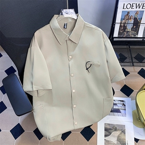 夏季日系复古户外机能工装短袖衬衫男女设计感大口袋情侣休闲衬衣图片