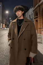 秋冬新款复古毛呢大衣男潮风衣宽松中长外套MN00731/P100加棉P110，男装风衣，电商B316