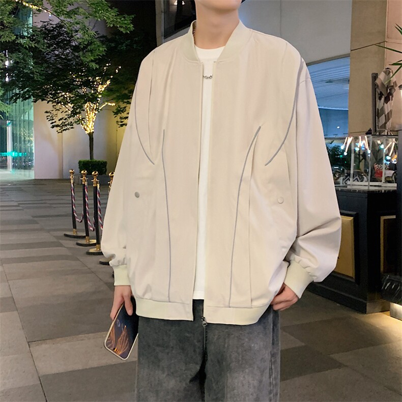 外套男女款放光条复古棒球服秋季情侣潮牌飞行夹克JK0238-P73,男装夹克,星座308B-2