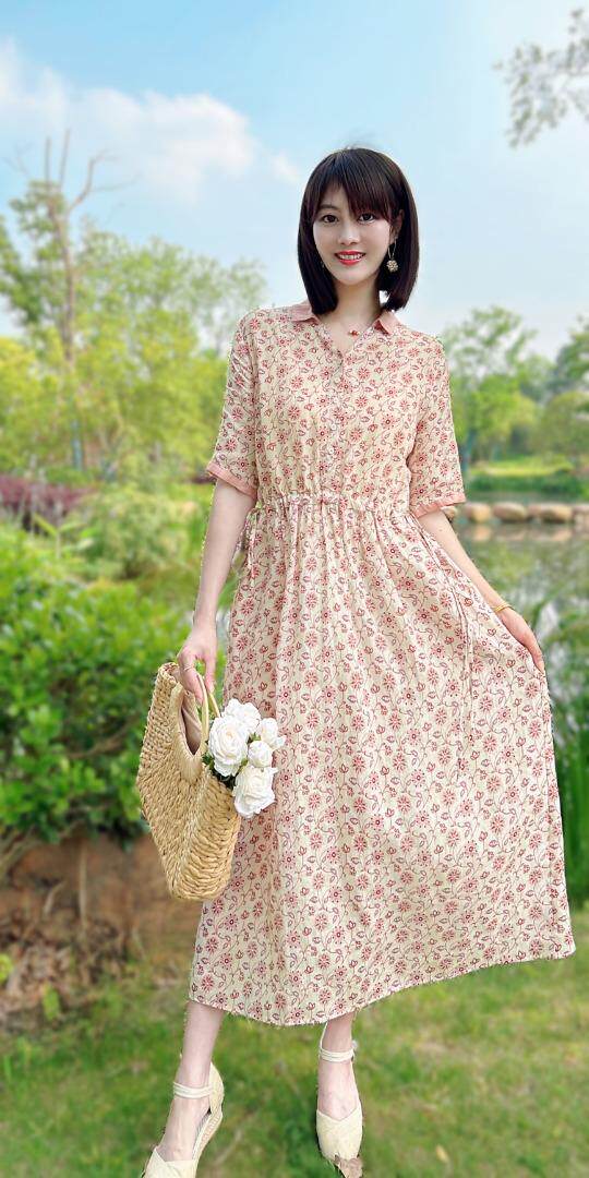 纯苎连衣裙小衫裤子裙子衬衣 时尚风 风淑女风休闲风，女装连衣裙，川哲