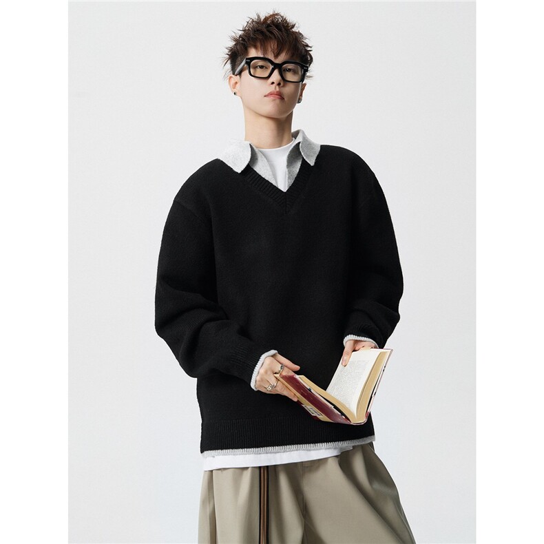 8839-P482025年秋冬季新款休闲毛衣男士时尚翻领长袖宽松针织衫，男装针织衫/毛衣，电商A113