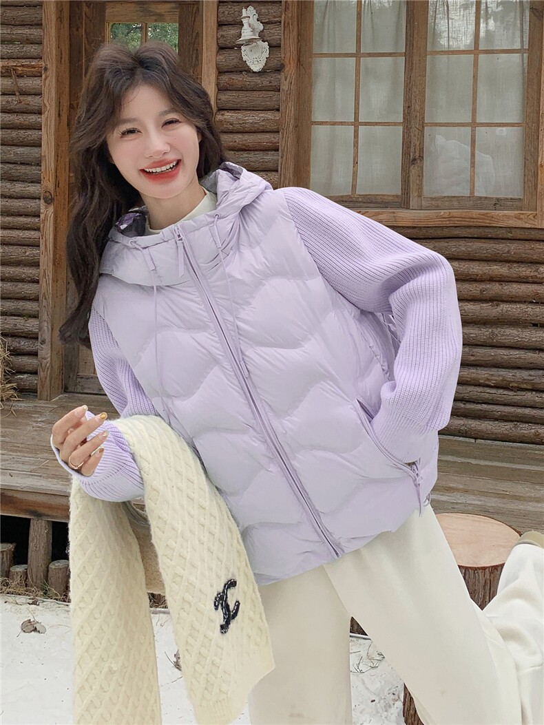 2025年冬季短款羽绒服针织袖90白鸭绒RF2C290-6889#-P290-K345,女装羽绒服,蝶眷