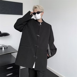 小众设计感西服男士春秋季风立领垫肩小西装X505-P75图片