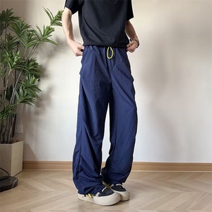 口袋字母速干运动休闲裤男夏季大码宽松潮牌阔腿裤长裤K6448-P38图片