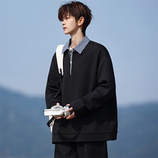 85813-P58M-8XL2026春季新款大码假两件翻领卫衣，男装卫衣，星座109