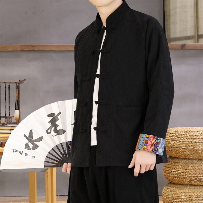 男士外套灯芯绒夹克盘扣立领唐装风XZ1512-2502单夹克-P80,男装夹克,星座1512