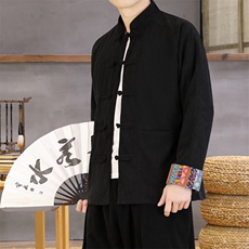 男士外套灯芯绒夹克盘扣立领唐装风XZ1512-2502单夹克-P80，男装夹克，星座1512