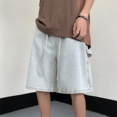 牛仔短裤男五分裤夏季薄款潮流直筒休闲中裤马裤男N061-P40，男装牛仔裤，星座308B-1