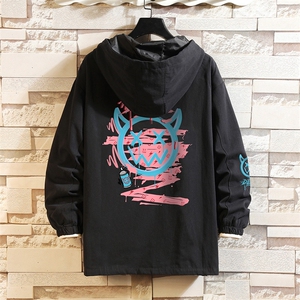 JK41178-P85 加棉款-P115  纯棉连帽夹克男士大码工装夹克男 砖墙图片