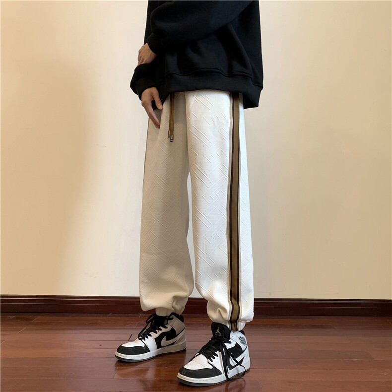 冬季加绒加厚织带提花束脚休闲裤M~5XLXZ604-KG52JR-P65控78,男装卫衣,星座604
