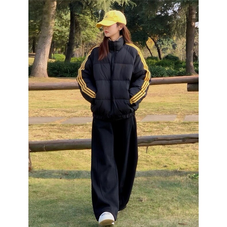 美式条纹棉服女2025年新款冬季外套加厚短款宽松棉衣潮棉袄,女装棉衣/棉服,星座1210-1
