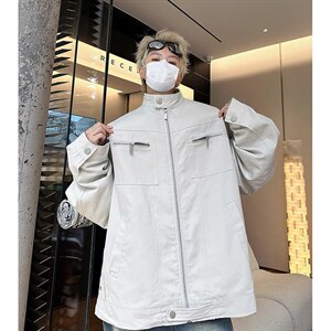 26春装高品质老钱风立领夹克外套男女美式潮牌拉链工装风宽松上衣图片