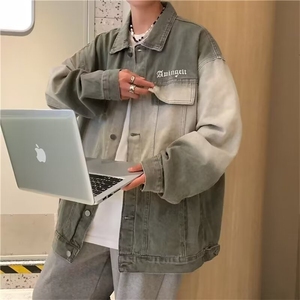 JK8898-P57 美式渐变牛仔外套男春秋季高街潮牌复古宽松潮流图片