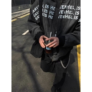D772-P80美式夹克外套男女秋冬hiphop潮牌字母印花拉链-网图现货图片