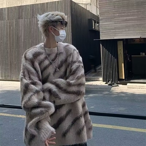 美式圆领毛衣男慵懒风休闲针织衫 M5646 P50图片