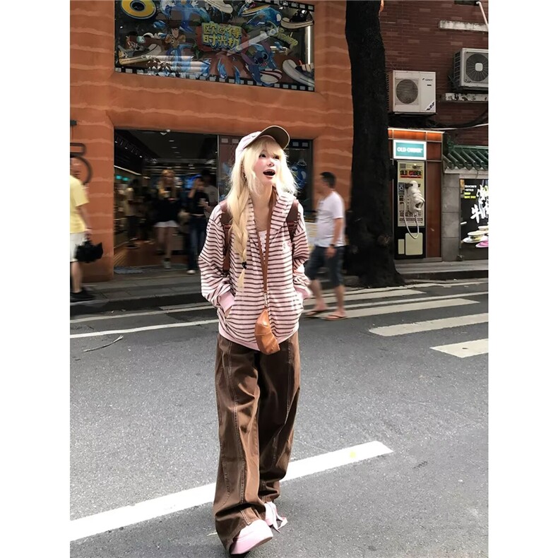 新款时尚慵懒ins潮流气质星星铆钉明线水洗工装裤简约文艺原宿,男装工装外套,星座506A