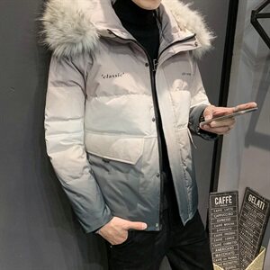 羽绒服男短款2020冬季新款渐变色外套潮牌DS620T图片