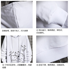 WY2136-P40纯棉连帽卫衣男大码运动帽衫宽松薄外套网格挂拍，男装卫衣，电商A040A