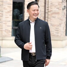 B-N9959男士2023年秋季新款长袖中老年休闲拉链夹克立领潮流P73，男装夹克，电商B360