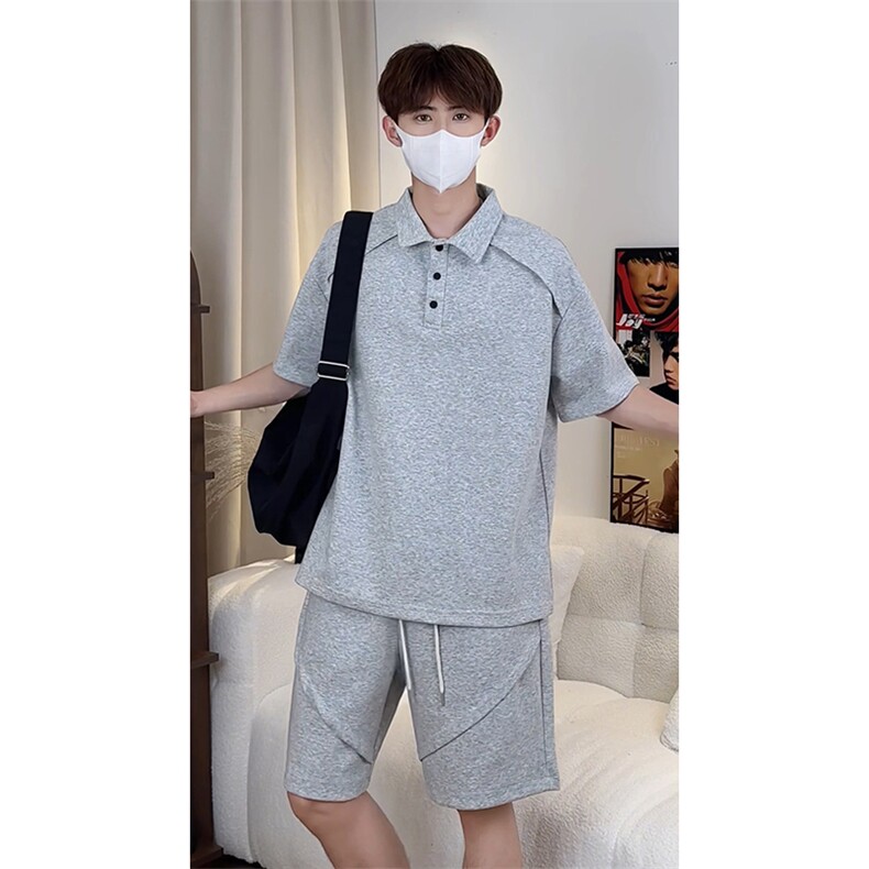 日系polo衫拼接T恤套装T3644上衣特P29控58/DK8615特P29控58,男装T恤,电商A007
