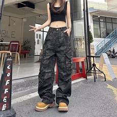 迷彩休闲裤男女韩版潮流大口袋帅气百搭2025夏季ins长裤K6219-P49，男装休闲裤，星座412-3