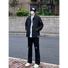 B221美式ins高街简约小众设计毛边破洞牛仔裤LK23067-P60控78，男装牛仔裤，电商B221