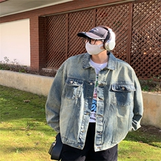 得物二开牛仔外套男潮痞帅美式工装夹克立领牛仔夹克JK1178-P78，男装工装外套，星座1103-3