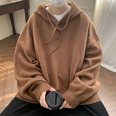 YM17连帽毛衣男日系复古慵懒外套oversize戴帽子针织衫卫衣重磅，男装针织衫/毛衣，星座308A-1（原309B-1）