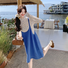 8601款小碎花蓝色两件套套装P120198，女装套装/套裙，2C262