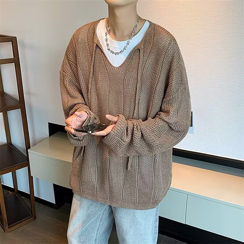 复古小众慵懒风宽松镂空针织衫长袖百搭上衣男B6019P42,男装针织衫/毛衣,星座1116-2