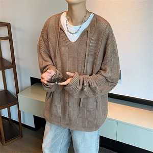 复古小众慵懒风宽松镂空针织衫长袖百搭上衣男 B6019 P42图片